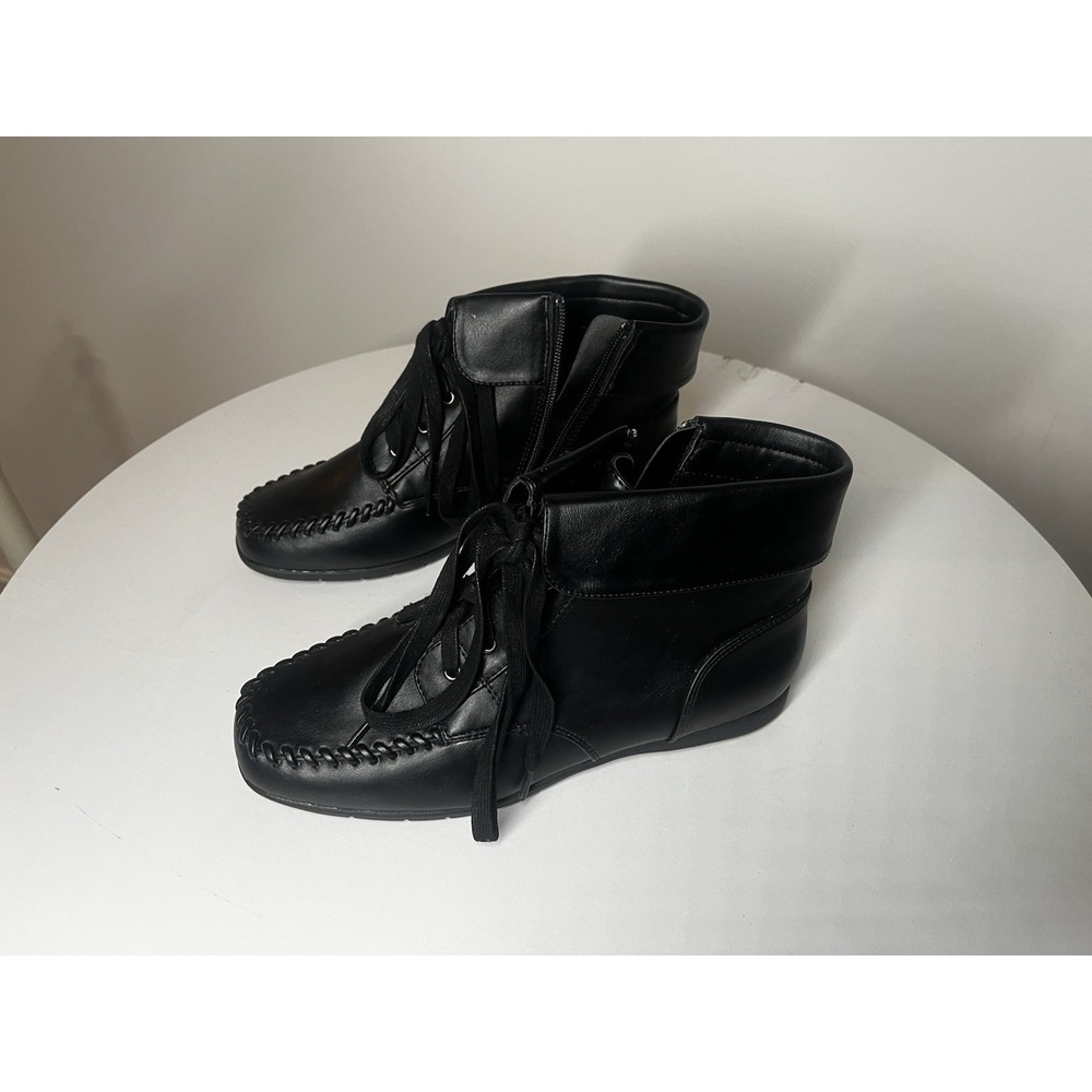 NEW Comfortview Womens‎ Size 7 1/2 Black Ankle Boot W/zippers Shoes